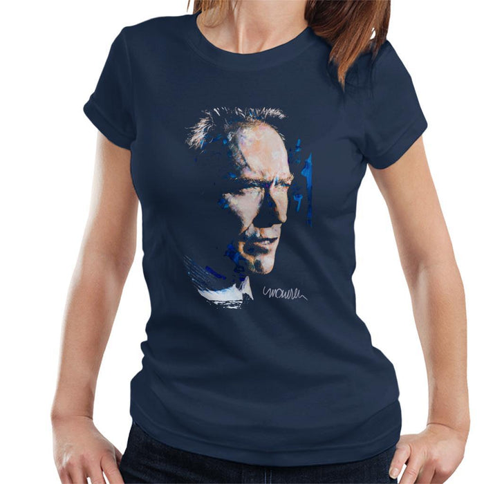Sidney Maurer Original Portrait Of Clint Eastwood Womens T-Shirt - Womens T-Shirt