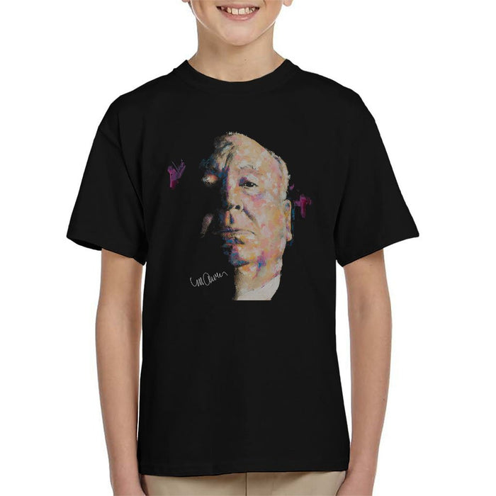 Sidney Maurer Original Portrait Of Alfred Hitchcock Portrait Kids T-Shirt - Kids Boys T-Shirt