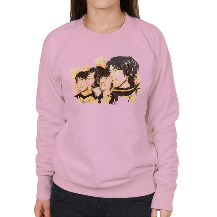 Sidney Maurer Original Portrait Of The Beatles Side Profile Womens Sweatshirt - Small / Light Pink - Womens Sweatshirt