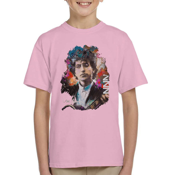 Sidney Maurer Original Portrait Of Bob Dylan Kids T-Shirt - X-Small (3-4 yrs) / Light Pink - Kids Boys T-Shirt