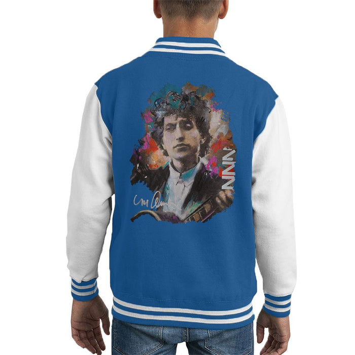 Sidney Maurer Original Portrait Of Bob Dylan Kids Varsity Jacket - X-Small (3-4 yrs) / Royal/White - Kids Boys Varsity Jacket