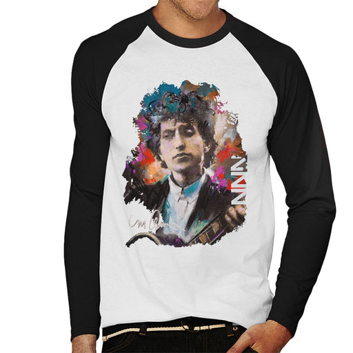 Sidney Maurer Original Portrait Of Bob Dylan Mens Baseball Long Sleeved T-Shirt - Mens Baseball Long Sleeved T-Shirt