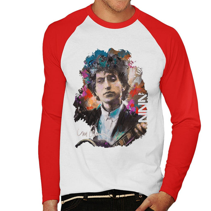 Sidney Maurer Original Portrait Of Bob Dylan Mens Baseball Long Sleeved T-Shirt - Mens Baseball Long Sleeved T-Shirt