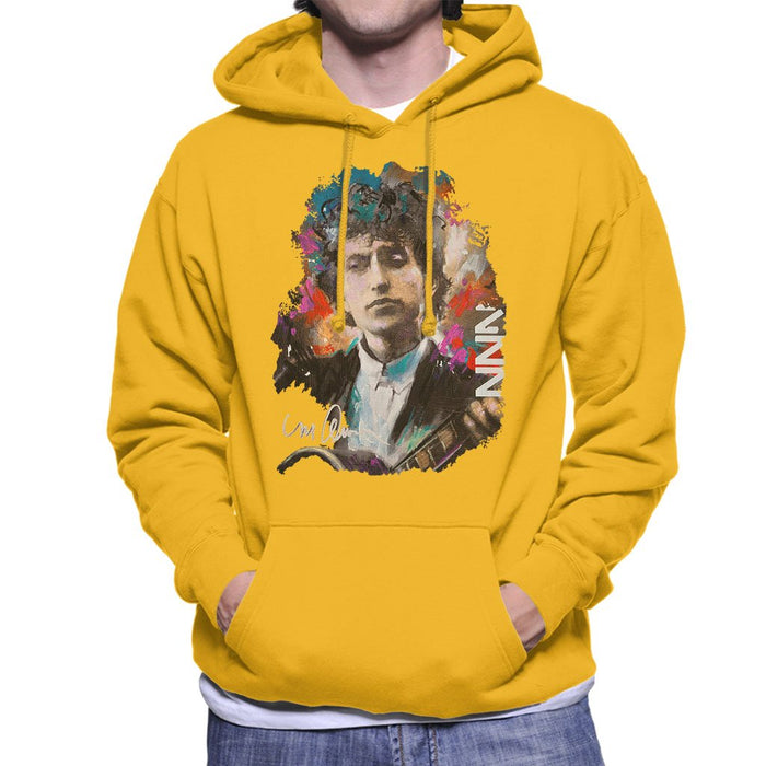 Sidney Maurer Original Portrait Of Bob Dylan Mens Hooded Sweatshirt - Small / Gold - Mens Hooded Sweatshirt