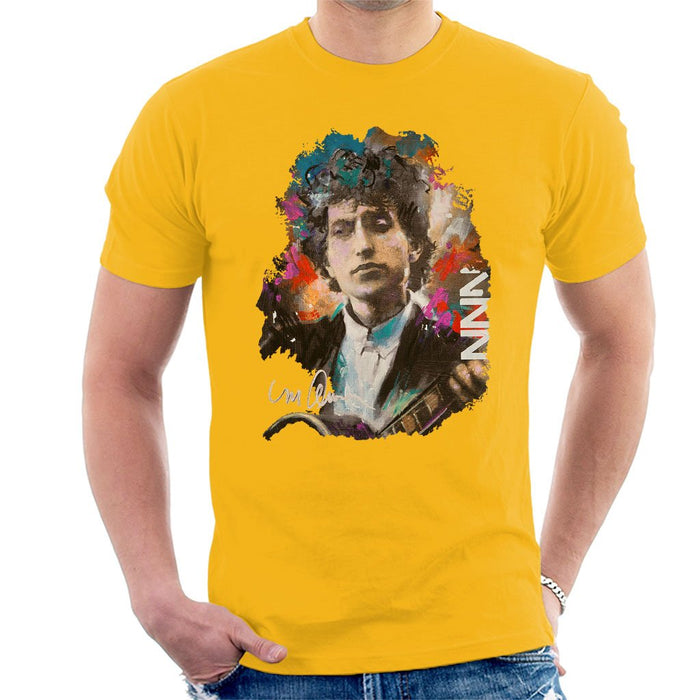 Sidney Maurer Original Portrait Of Bob Dylan Mens T-Shirt - Small / Gold - Mens T-Shirt