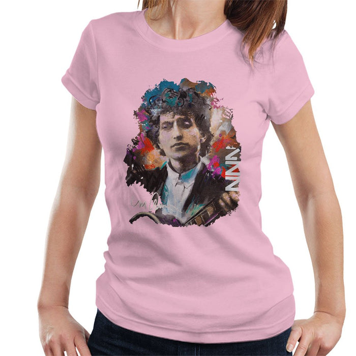 Sidney Maurer Original Portrait Of Bob Dylan Womens T-Shirt - Small / Light Pink - Womens T-Shirt