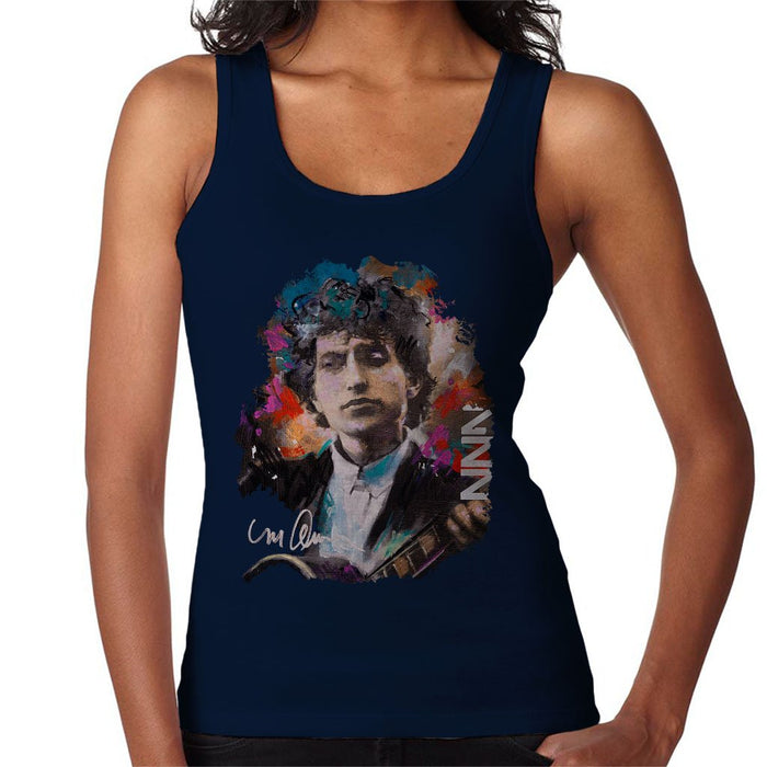Sidney Maurer Original Portrait Of Bob Dylan Womens Vest - Small / Navy Blue - Womens Vest