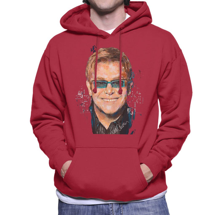 Sidney Maurer Original Portrait Of Elton John Mens Hooded Sweatshirt - Mens Hooded Sweatshirt