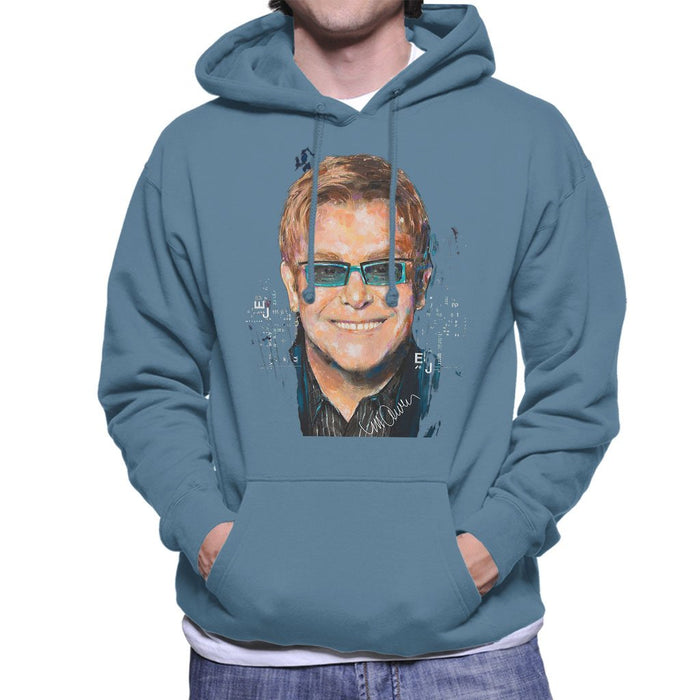 Sidney Maurer Original Portrait Of Elton John Mens Hooded Sweatshirt - Mens Hooded Sweatshirt