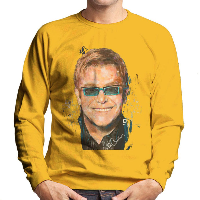 Sidney Maurer Original Portrait Of Elton John Mens Sweatshirt - Small / Gold - Mens Sweatshirt
