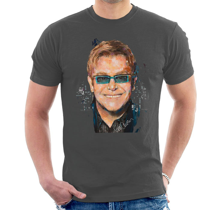 Sidney Maurer Original Portrait Of Elton John Mens T-Shirt - Mens T-Shirt