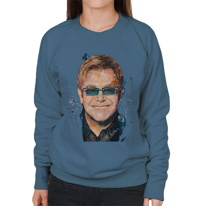Sidney Maurer Original Portrait Of Elton John Womens Sweatshirt - Womens Sweatshirt