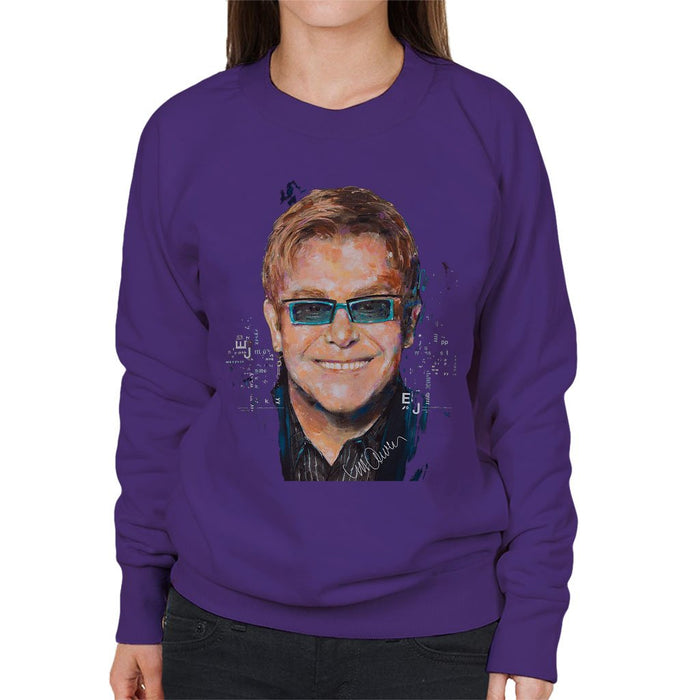 Sidney Maurer Original Portrait Of Elton John Womens Sweatshirt - Womens Sweatshirt