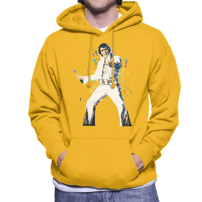 Sidney Maurer Original Portrait Of Elvis Presley Mens Hooded Sweatshirt - Small / Gold - Mens Hooded Sweatshirt