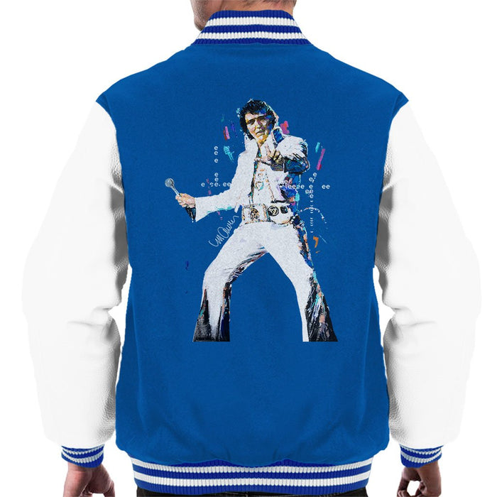 Sidney Maurer Original Portrait Of Elvis Presley Mens Varsity Jacket - Small / Royal/White - Mens Varsity Jacket