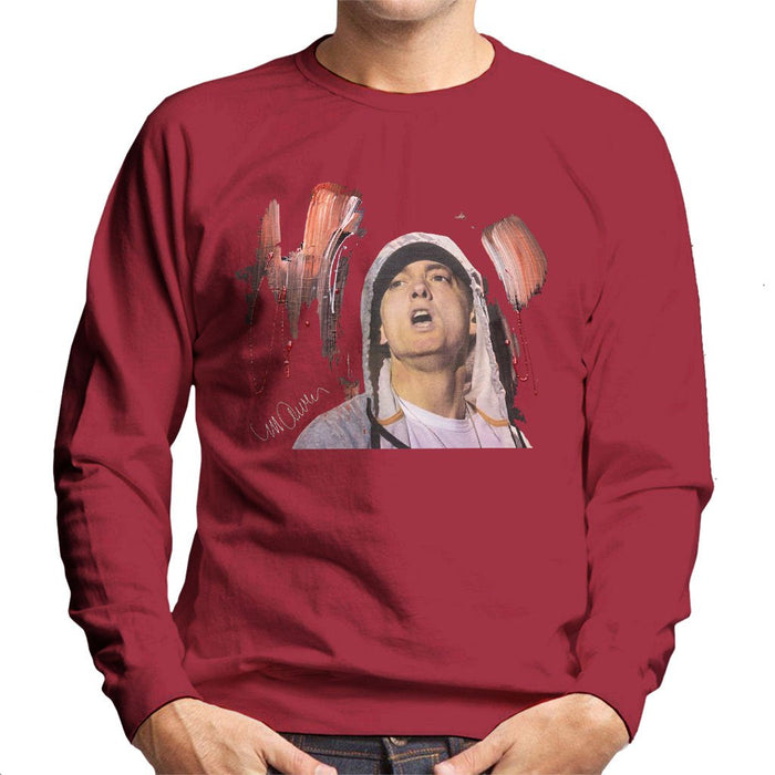 Sidney Maurer Original Portrait Of Eminem Mens Sweatshirt - Small / Cherry Red - Mens Sweatshirt