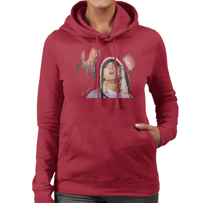 Sidney Maurer Original Portrait Of Eminem Womens Hooded Sweatshirt - Womens Hooded Sweatshirt