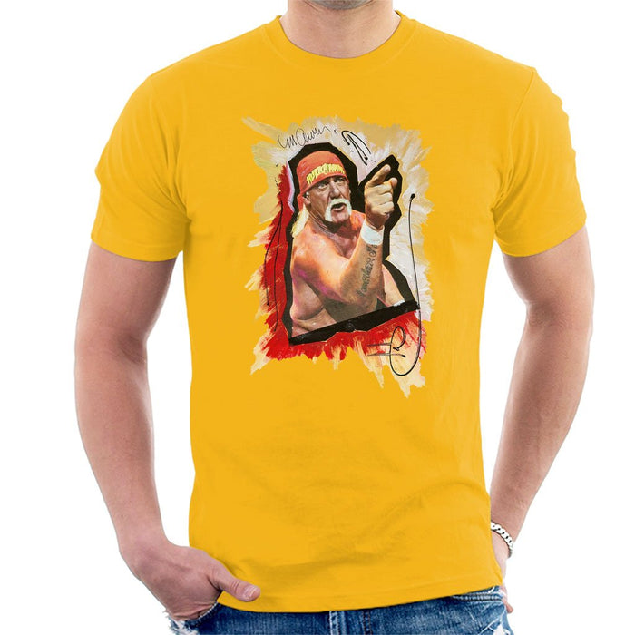 Sidney Maurer Original Portrait Of Hulk Hogan Mens T-Shirt - Small / Gold - Mens T-Shirt