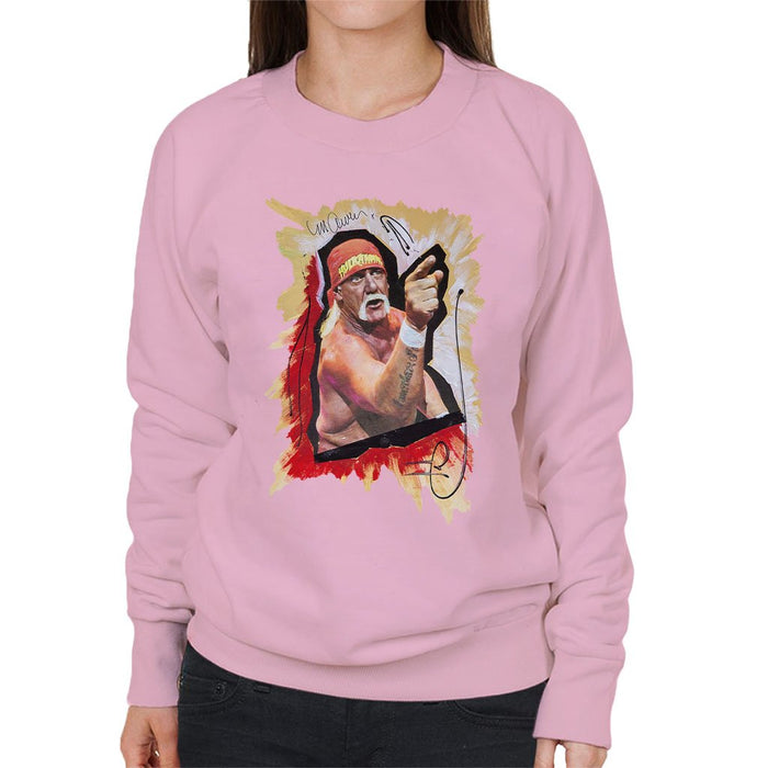 Sidney Maurer Original Portrait Of Hulk Hogan Womens Sweatshirt - Small / Light Pink - Womens Sweatshirt