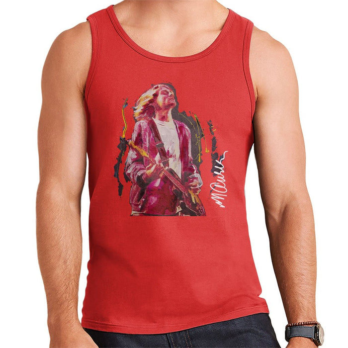 Sidney Maurer Original Portrait Of Kurt Cobain Guitar Mens Vest - Small / Red - Mens Vest