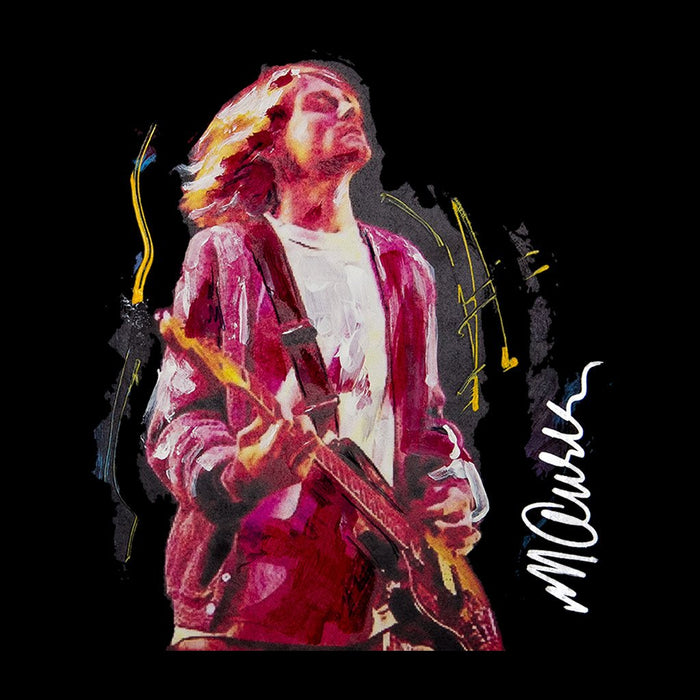Sidney Maurer Original Portrait Of Kurt Cobain Guitar Womens Hooded Sweatshirt - Womens Hooded Sweatshirt