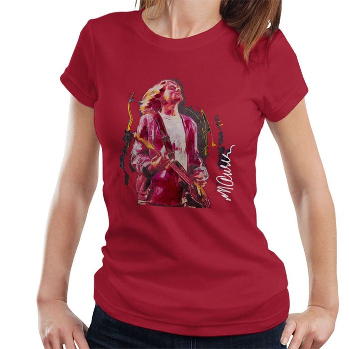 Sidney Maurer Original Portrait Of Kurt Cobain Guitar Womens T-Shirt - Womens T-Shirt