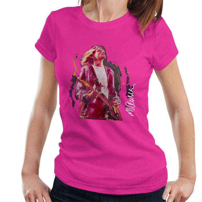 Sidney Maurer Original Portrait Of Kurt Cobain Guitar Womens T-Shirt - Womens T-Shirt