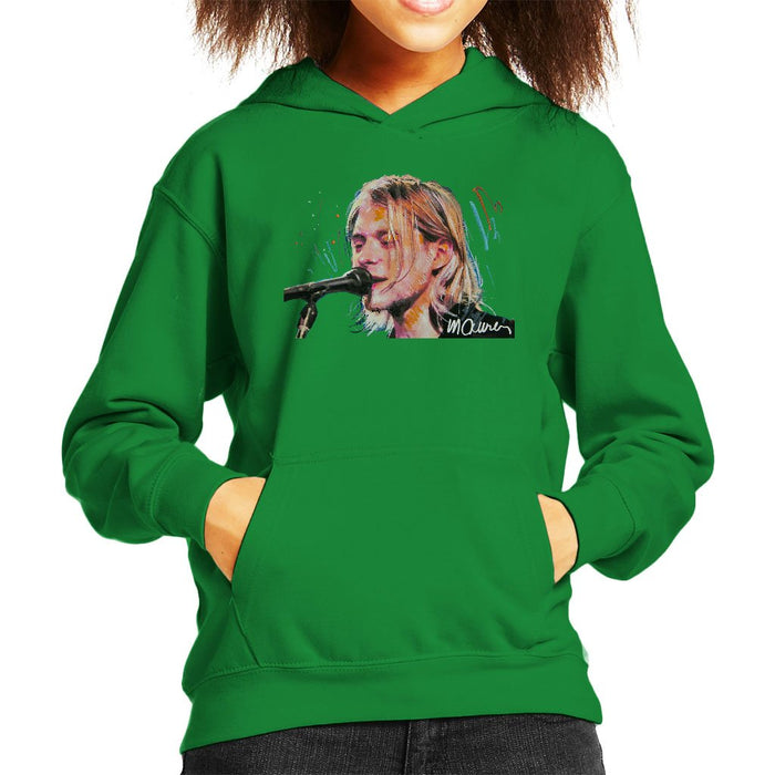 Sidney Maurer Original Portrait Of Kurt Cobain Singing Kids Hooded Sweatshirt - Kids Boys Hooded Sweatshirt