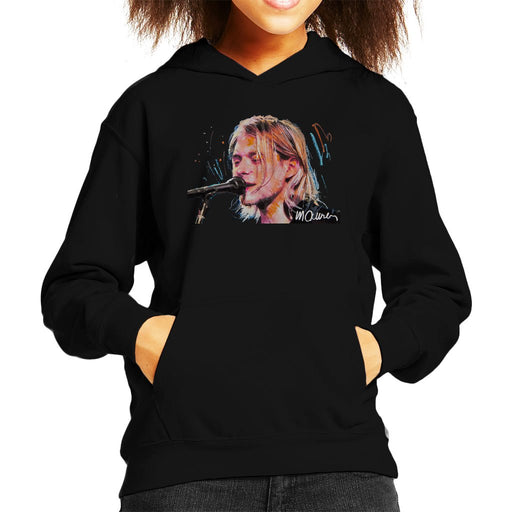 Sidney Maurer Original Portrait Of Kurt Cobain Singing Kids Hooded Sweatshirt - Kids Boys Hooded Sweatshirt