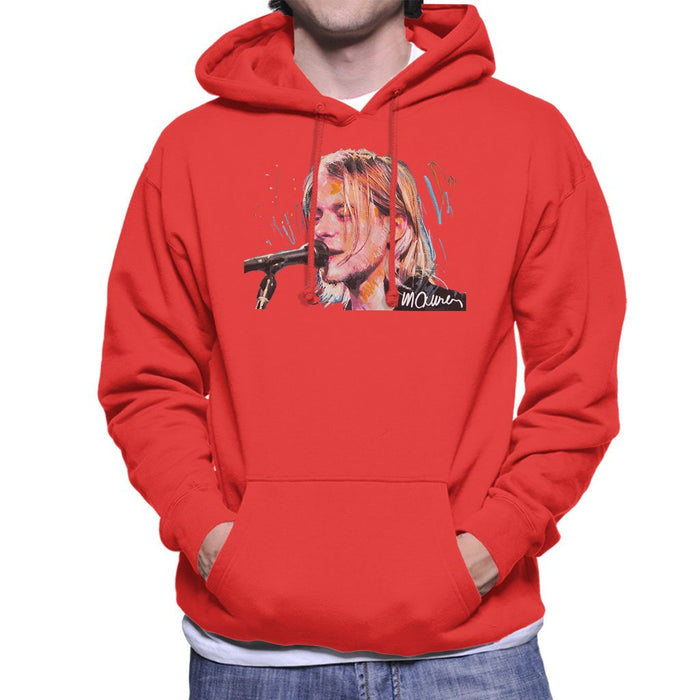 Sidney Maurer Original Portrait Of Kurt Cobain Singing Mens Hooded Sweatshirt - Mens Hooded Sweatshirt
