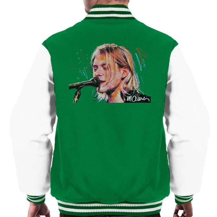 Sidney Maurer Original Portrait Of Kurt Cobain Singing Mens Varsity Jacket - Mens Varsity Jacket