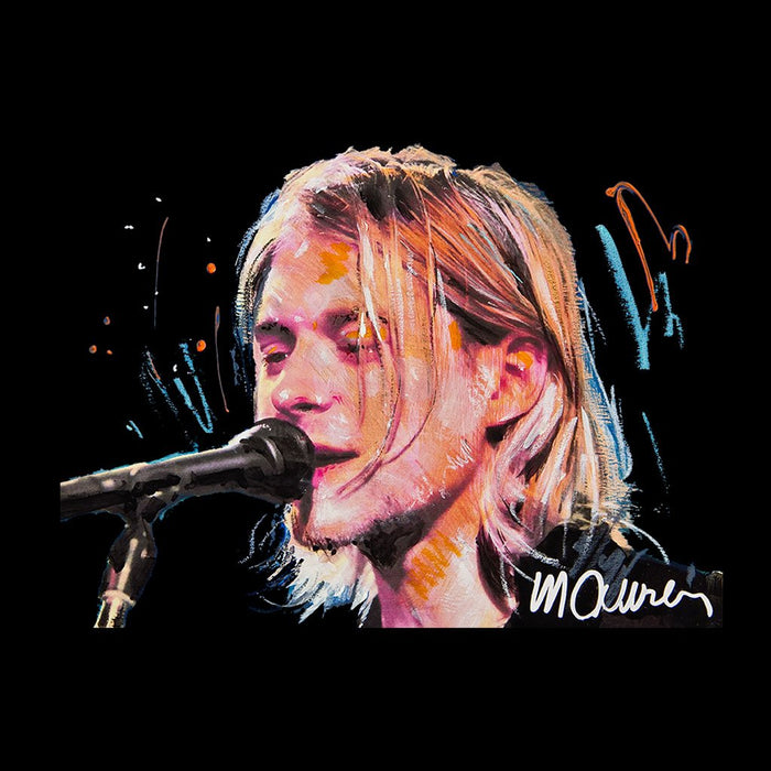 Sidney Maurer Original Portrait Of Kurt Cobain Singing Mens Baseball Long Sleeved T-Shirt - Mens Baseball Long Sleeved T-Shirt