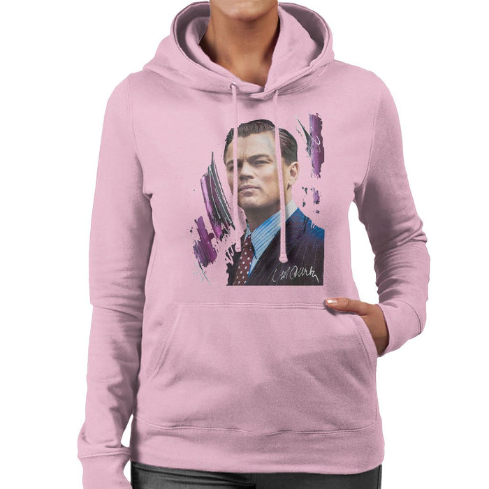 Sidney Maurer Original Portrait Of Leonardo DiCaprio Womens Hooded Sweatshirt - Small / Light Pink - Womens Hooded Sweatshirt