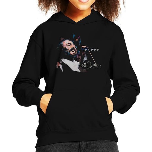 Sidney Maurer Original Portrait Of Luciano Pavarotti Kids Hooded Sweatshirt - Kids Boys Hooded Sweatshirt