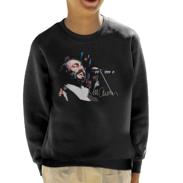 Sidney Maurer Original Portrait Of Luciano Pavarotti Kids Sweatshirt - Kids Boys Sweatshirt