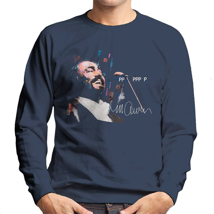Sidney Maurer Original Portrait Of Luciano Pavarotti Mens Sweatshirt - Small / Navy Blue - Mens Sweatshirt