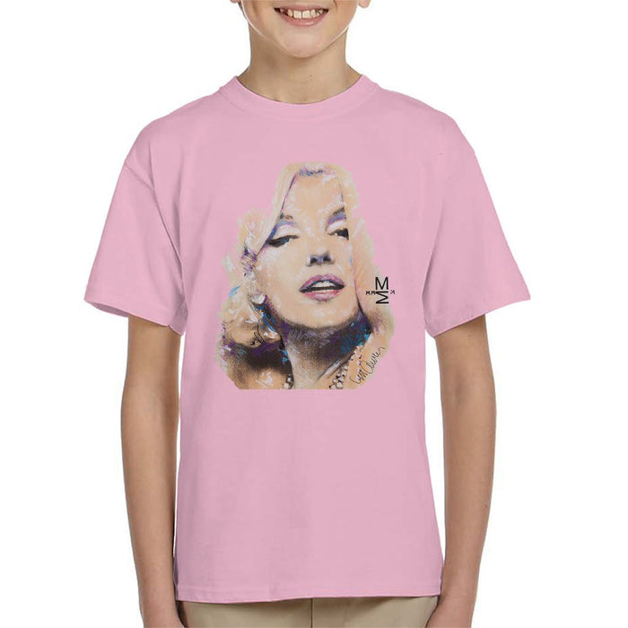 Sidney Maurer Original Portrait Of Marilyn Monroe Kids T-Shirt - X-Small (3-4 yrs) / Light Pink - Kids Boys T-Shirt