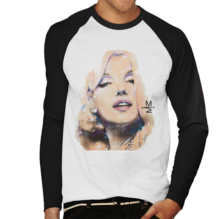 Sidney Maurer Original Portrait Of Marilyn Monroe Mens Baseball Long Sleeved T-Shirt - Mens Baseball Long Sleeved T-Shirt