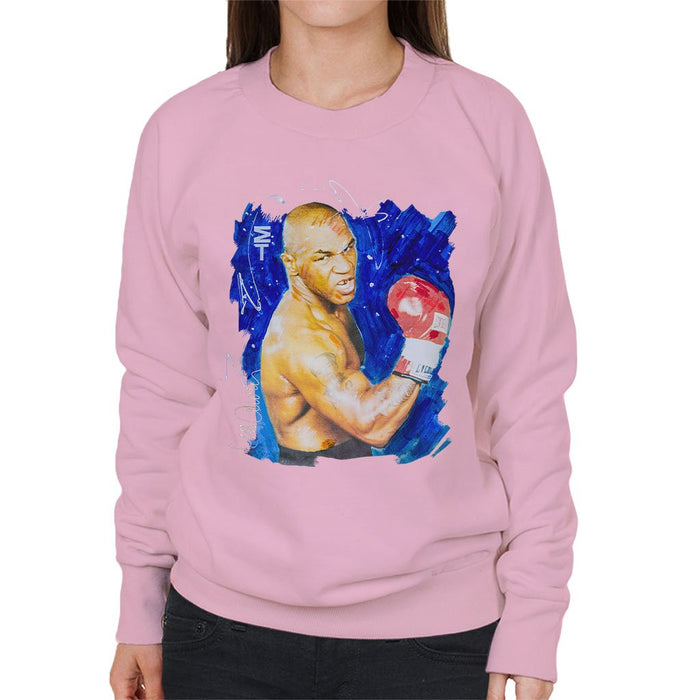 Sidney Maurer Original Portrait Of Mike Tyson Womens Sweatshirt - Small / Light Pink - Womens Sweatshirt