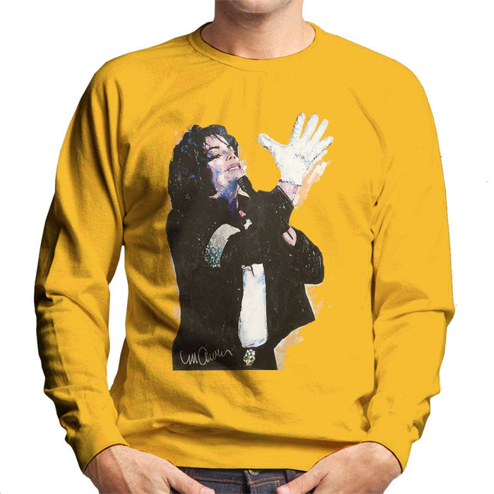 Sidney Maurer Original Portrait Of Michael Jackson White Glove Mens Sweatshirt - Small / Gold - Mens Sweatshirt