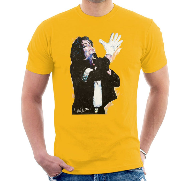 Sidney Maurer Original Portrait Of Michael Jackson White Glove Mens T-Shirt - Small / Gold - Mens T-Shirt