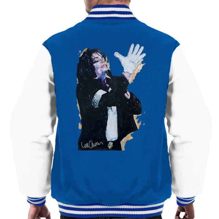 Sidney Maurer Original Portrait Of Michael Jackson White Glove Mens Varsity Jacket - Small / Royal/White - Mens Varsity Jacket