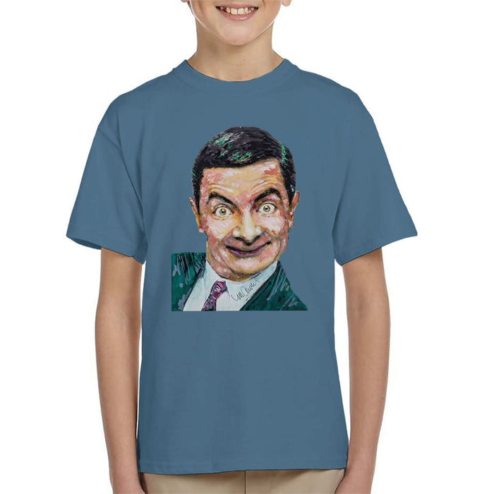 Sidney Maurer Original Portrait Of Mr Bean Rowan Atkinson Kids T-Shirt - Kids Boys T-Shirt