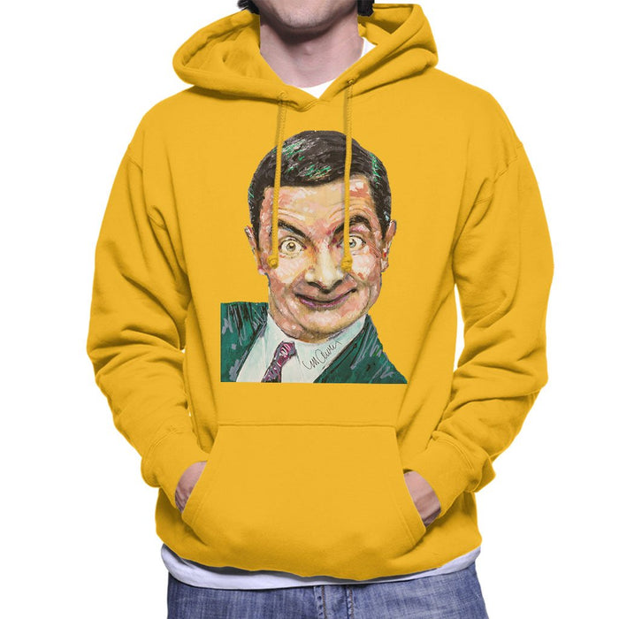 Sidney Maurer Original Portrait Of Mr Bean Rowan Atkinson Mens Hooded Sweatshirt - Small / Gold - Mens Hooded Sweatshirt