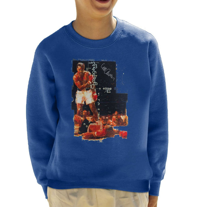 Sidney Maurer Original Portrait Of Muhammad Ali Sonny Liston Knockout Kids Sweatshirt - Kids Boys Sweatshirt