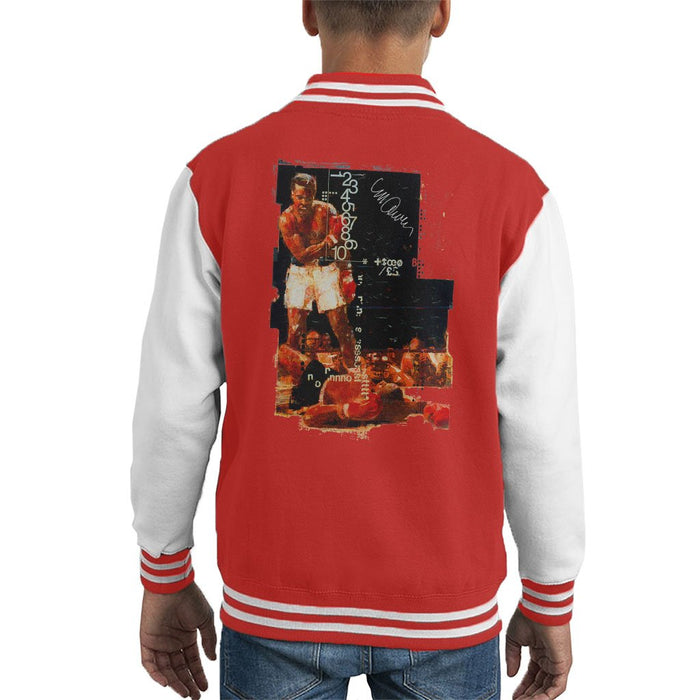 Sidney Maurer Original Portrait Of Muhammad Ali Sonny Liston Knockout Kids Varsity Jacket - Kids Boys Varsity Jacket