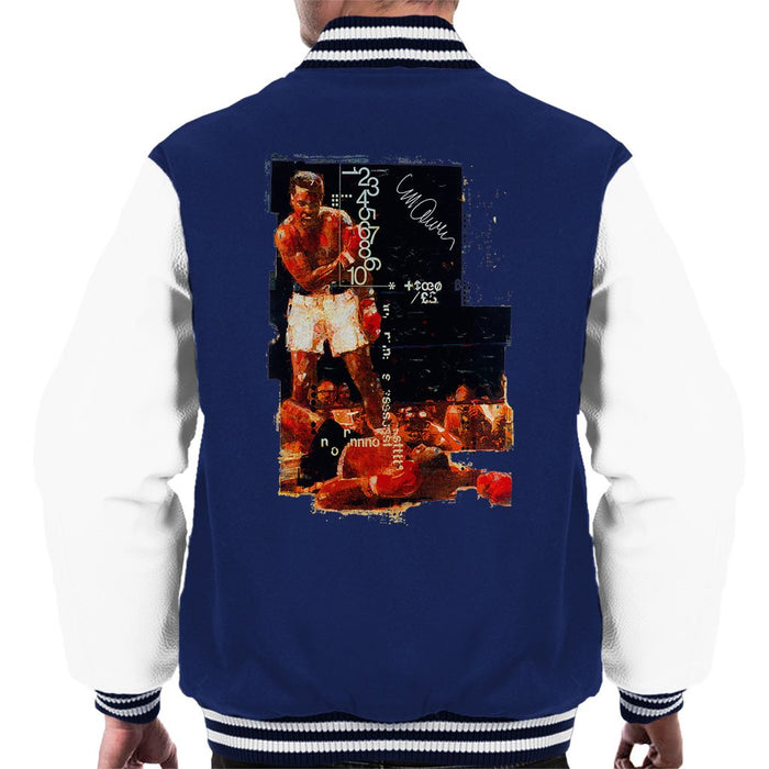 Sidney Maurer Original Portrait Of Muhammad Ali Sonny Liston Knockout Mens Varsity Jacket - Mens Varsity Jacket