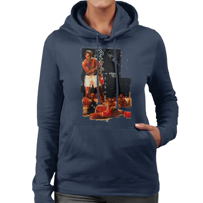 Sidney Maurer Original Portrait Of Muhammad Ali Sonny Liston Knockout Womens Hooded Sweatshirt - Womens Hooded Sweatshirt