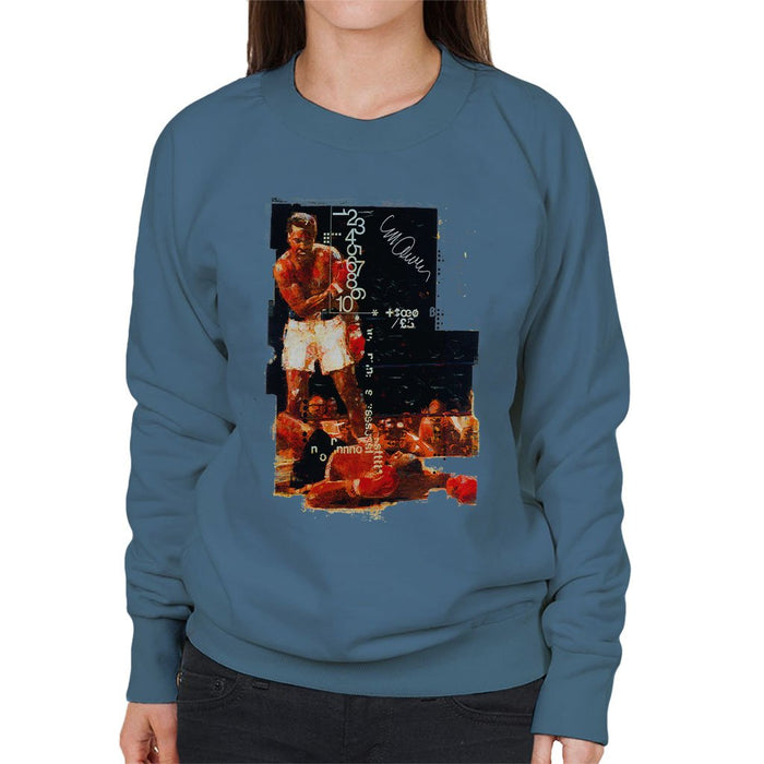 Sidney Maurer Original Portrait Of Muhammad Ali Sonny Liston Knockout Womens Sweatshirt - Womens Sweatshirt