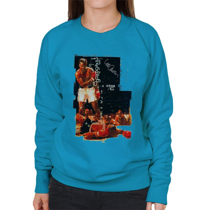 Sidney Maurer Original Portrait Of Muhammad Ali Sonny Liston Knockout Womens Sweatshirt - Womens Sweatshirt